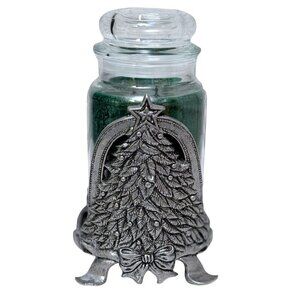 Carson Pewter Christmas Tree Candle Jar Holder Vintage 1997 Holiday Decor